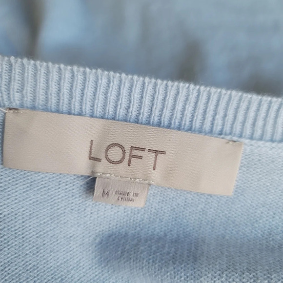NWOT Ann TAYLOR LOFT SZ M Acrylic/Nylon Baby Blue Scoop Neck Pullover Sweater - Picture 7 of 10
